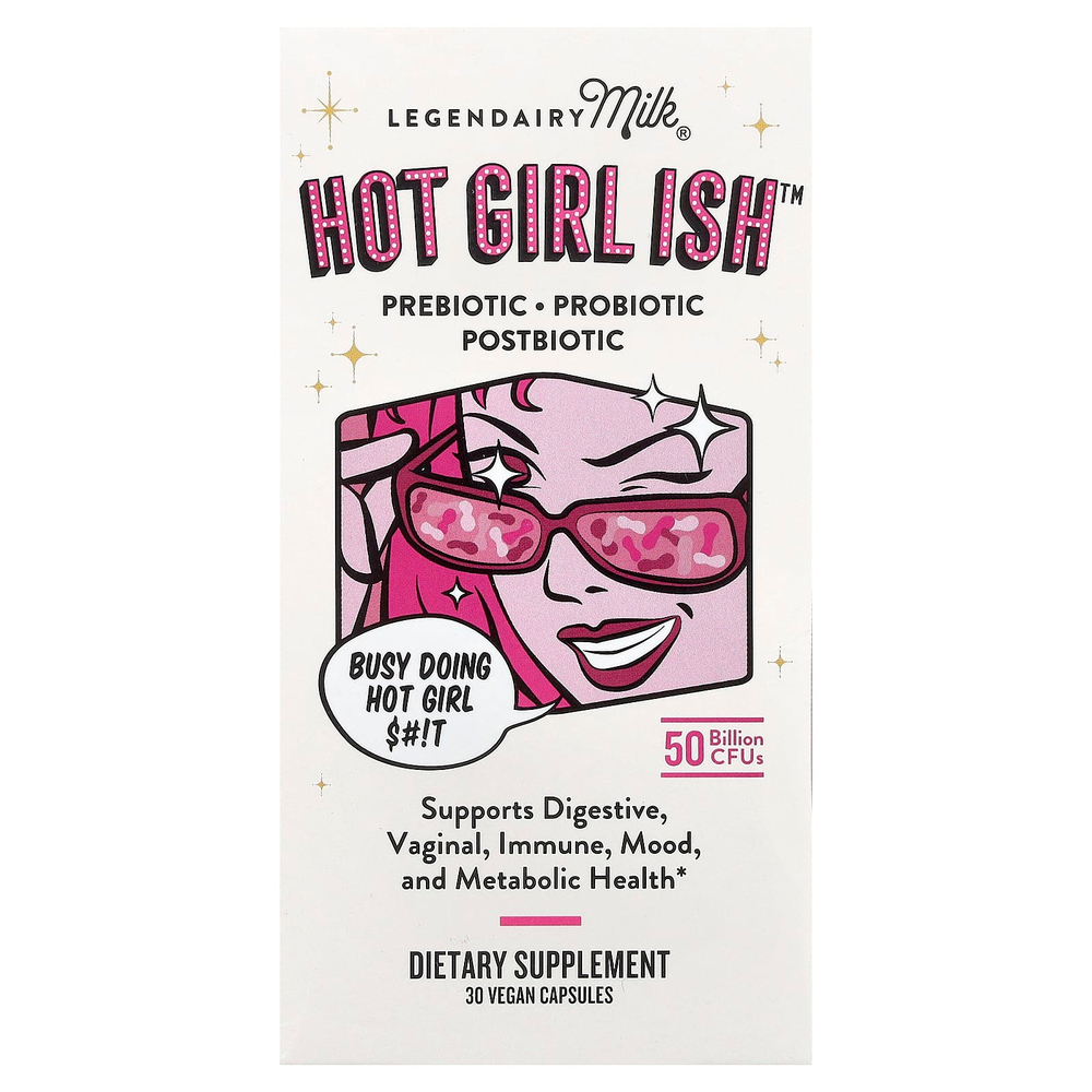 Legendairy Milk, Hot Girl Ish ™, пребиотик, пробиотик, постбиотик, 50 млрд КОЕ, 30 веганских капсул
