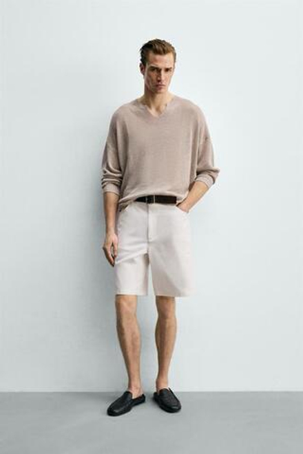ZARA ШОРТЫ RELAXED FIT, БЕЛЫЙ