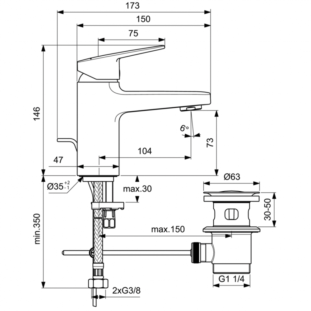 Смеситель для раковины Ideal Standard CERAPLAN BD274AA