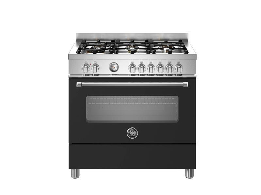 Варочный центр Bertazzoni, 6 конфорок, электрический духовой шкаф, Master, 90 см Черный матовый