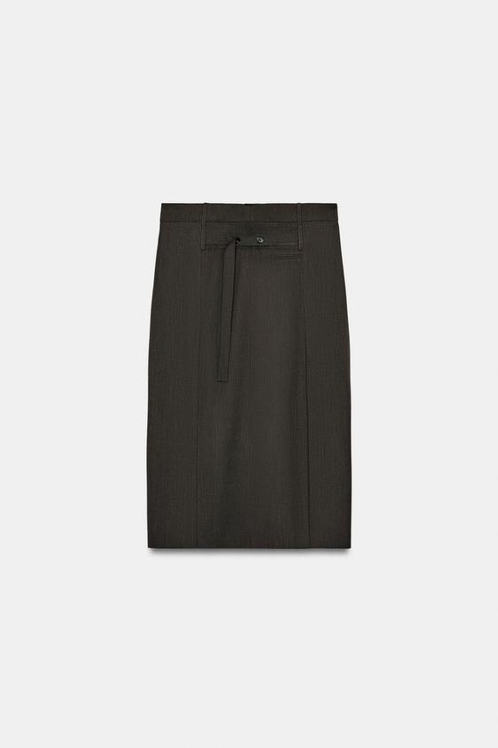 ZARA ПРЯМАЯ ЮБКА МИДИ — ZW COLLECTION, КОРИЧНЕВЫЙ