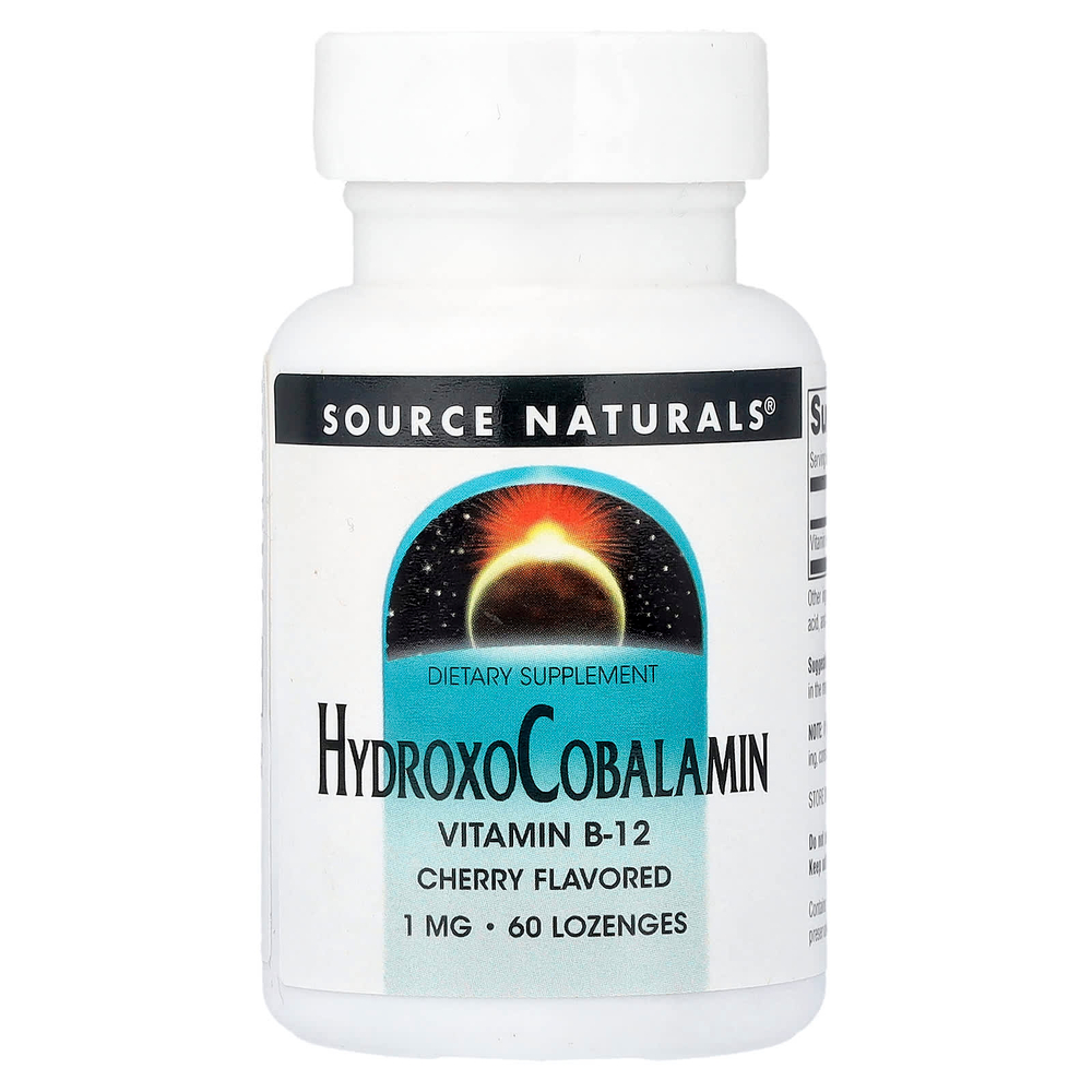 Source Naturals, гидроксикобаламин, вишня, 1 мг, 60 пастилок
