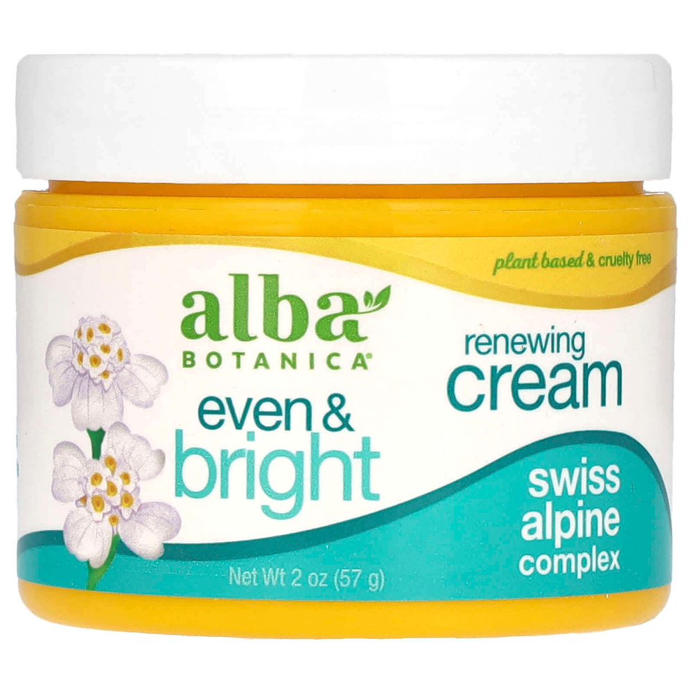 Alba Botanica, Даже & Bright, восстанавливающий крем, швейцарский альпийский комплекс, 57 г (2 унции)
