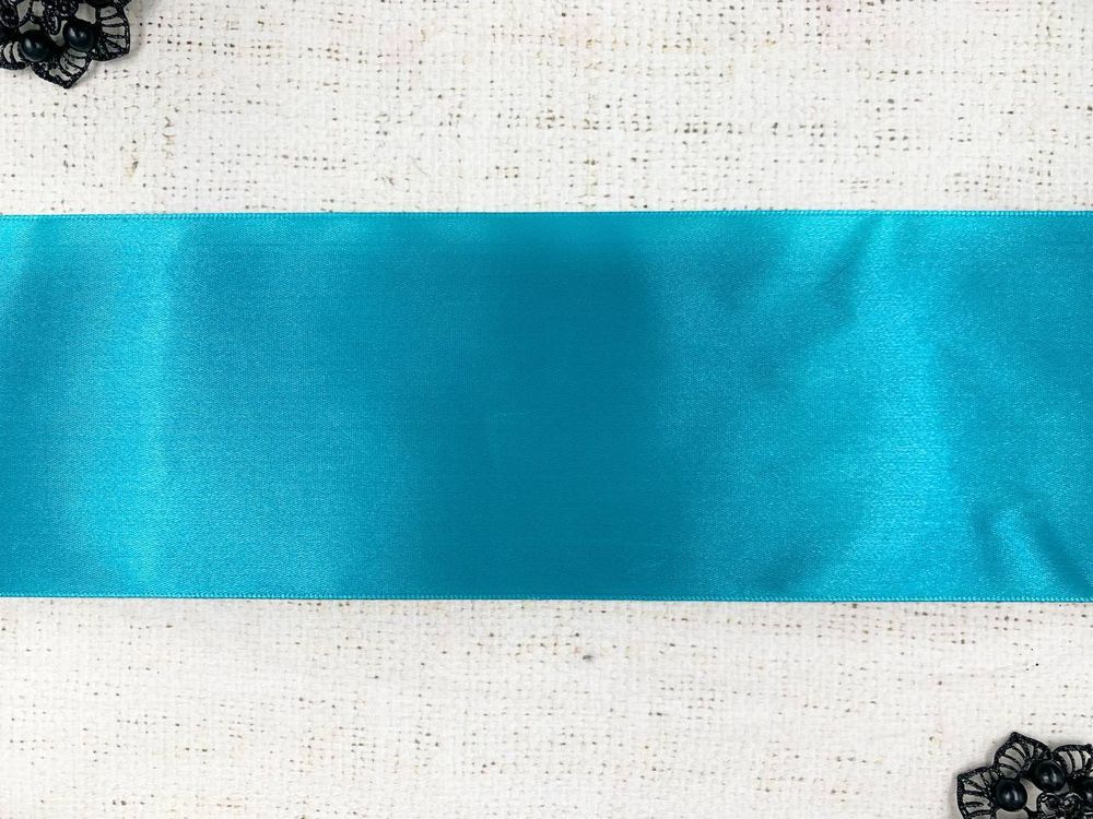 Лента атласная, ш. 10 см, бирюзовый