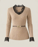 Джемпер с кружевом в бежевом