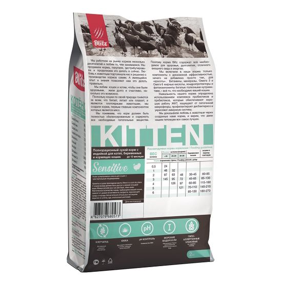 Blitz Sensitive Kitten сухой корм для котят с индейкой
