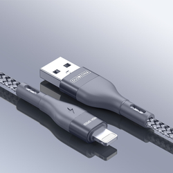 Кабель в тканевой оплетке длина 100см (1м) с разъемом USB-A на Lightning с быстрой зарядкой PD 12W от Duzzona, серия A7 Cable
