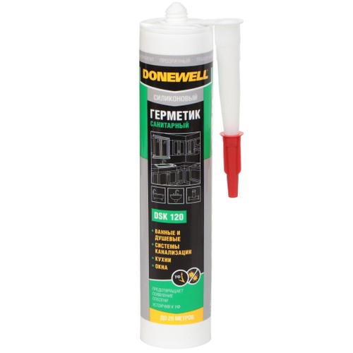 Герметик силикон. DONEWELL  санитар. бесцвет. 260мл  / DSK-120 * АКЦИЯ