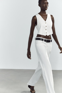 ZARA ЖИЛЕТ CUT OUT, ЭКРЮ