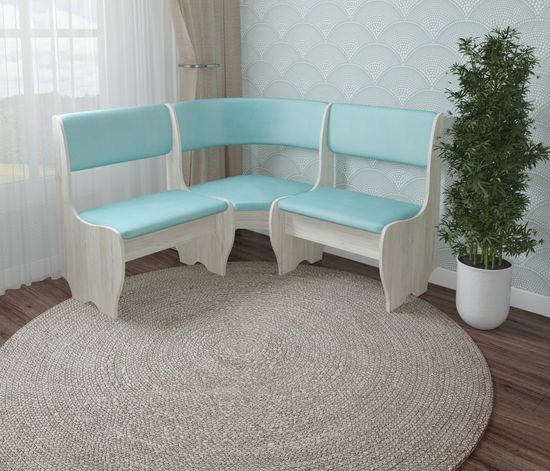 Скамья угловая мягкая compatto "Оливьер" (Сосна Винтерберг/Велюр Bingo Lagoon (AT)) -G