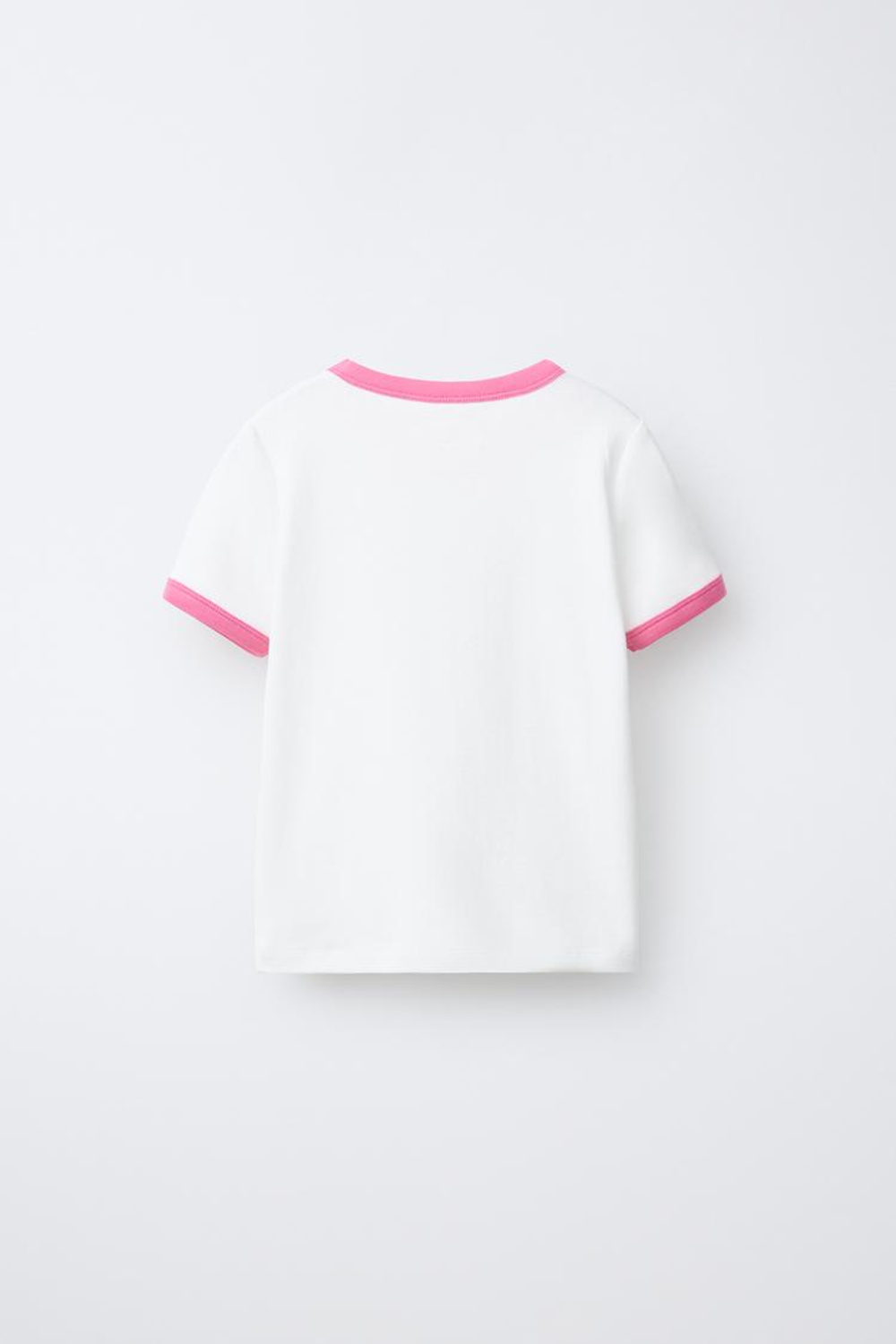 ZARA ФУТБОЛКА В РУБЧИК С КОНТРАСТНЫМ ТЕКСТОМ, ПАСТЕЛЬНО-РОЗОВЫЙ