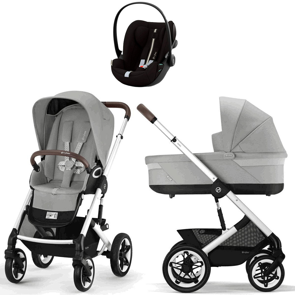 Коляска Cybex Talos S Lux SLV complete Cloud G Moon Black Plus Base G 4 в 1 Stone Grey с дождевиками