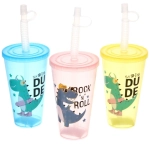 Стакан с крышкой 380мл «Сказка» с трубочкой, цвета микс