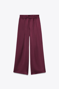 ZARA БРЮКИ СЛИМ С ВЫСОКОЙ ПОСАДКОЙ, БУРГУНДИ