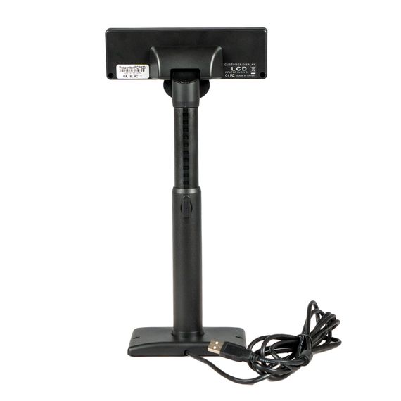 Дисплей покупателя POScenter PCP220 (USB, LCD 2х20, белые символы на синем фоне), подставка, USB кабель 3.0 м., черный