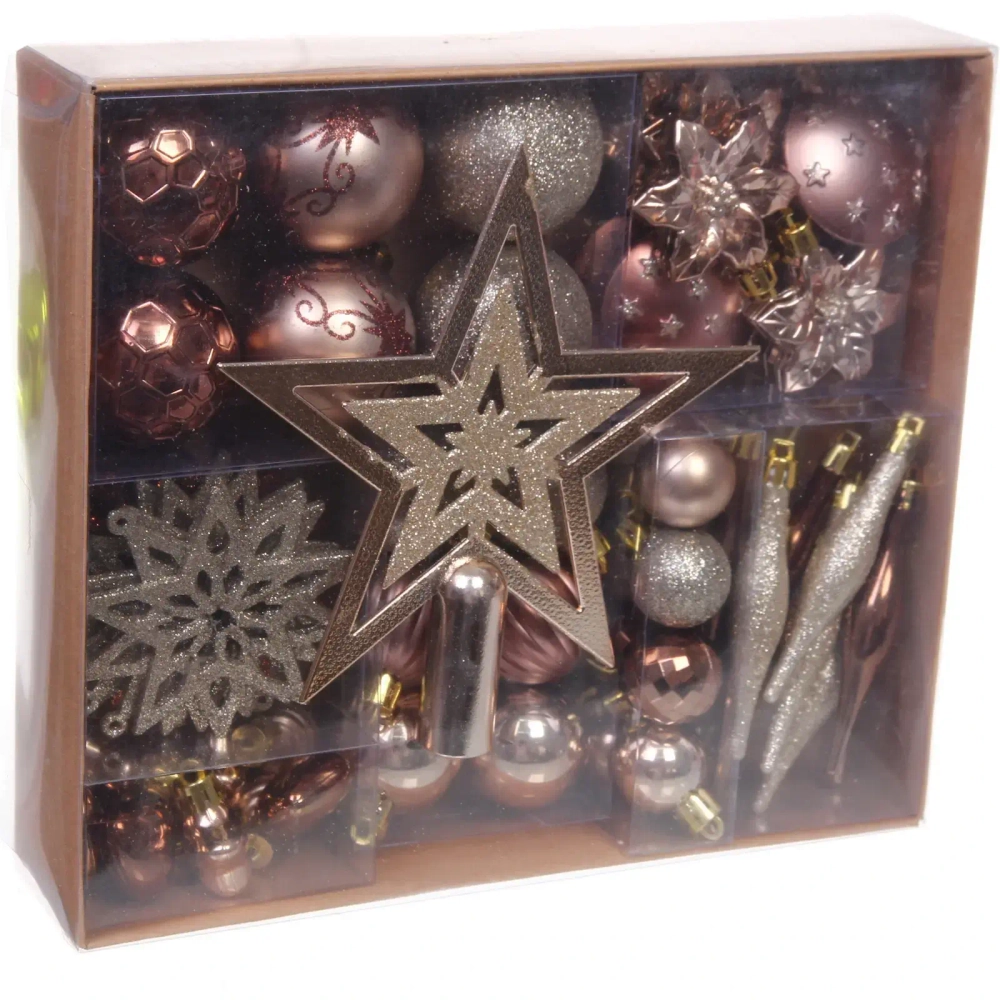 Набор ёлочных украшений «Сказочная зима» 45 предметов, Белый/Шампань/Шоколад