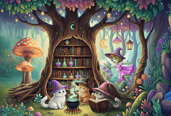 Pazl \ Puzzle \ Пазлы Puzzles - "100" Inspired By Fantasy - Magic kittens / KAZSTUDIO SA The Treflik Family
