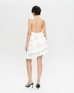 Платье мини с воланами и открытой спиной