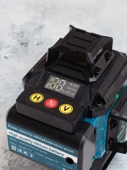 Профессиональный лазерный уровень строительный 360 4D / Нивелир, 16 лучей с пультом управления и штативом, Зеленый луч 360 градус