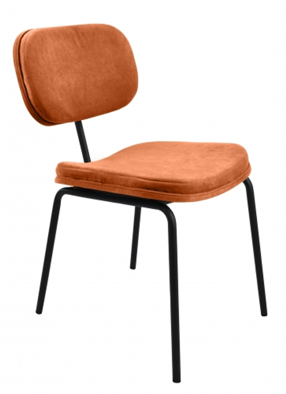 Стул Осло основание металл чёрный муар, сидение и спинка ткань велюр оранжевый