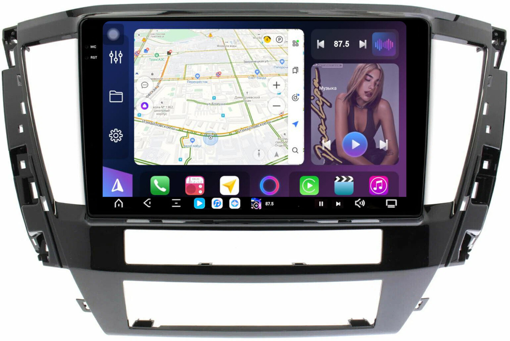 Магнитола Mitsubishi Pajero Sport 3 2020-2024, Montero Sport (прямоугольный климат) - FarCar XXL3118M монитор 10.36" 2K QLED на Android 14, TS20, 8+256Гб, CarPlay, 4G SIM-слот