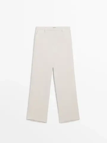 Massimo Dutti Широкие брюки из сатина, бежевый