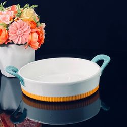 Lenardi 142-074 Круглое блюдо для запекания 23см с ручками в под.уп.(х16)Фарфор