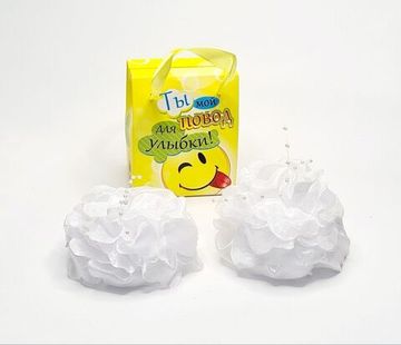 Бант для волос на резинке, с блёстками и бусинками школьный, 2 шт.