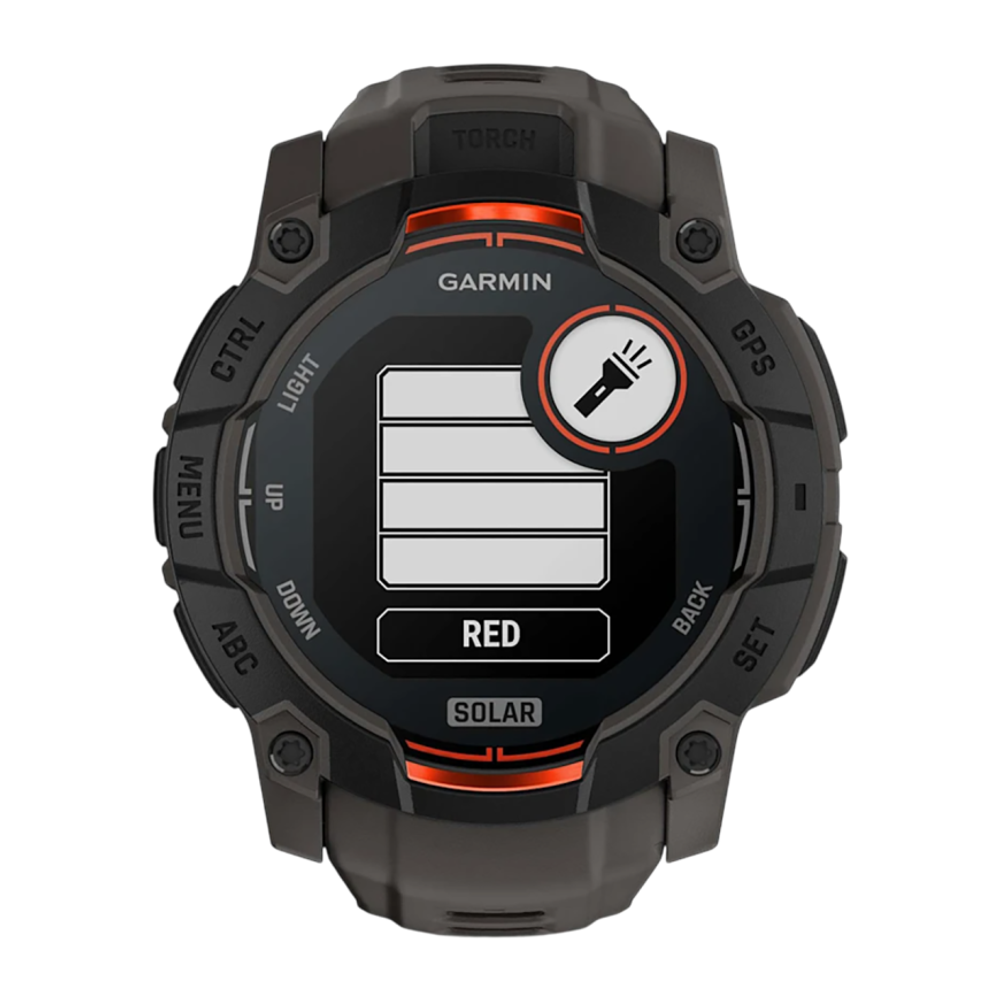 Спортивные часы Garmin Instinct 3, 50 мм, Solar, силиконовый ремешок угольного цвета Чёрный безель, дисплей Solar со стеклом Power Glass. Ремешок с классической застёжкой — на запястье обхватом 141–213 мм