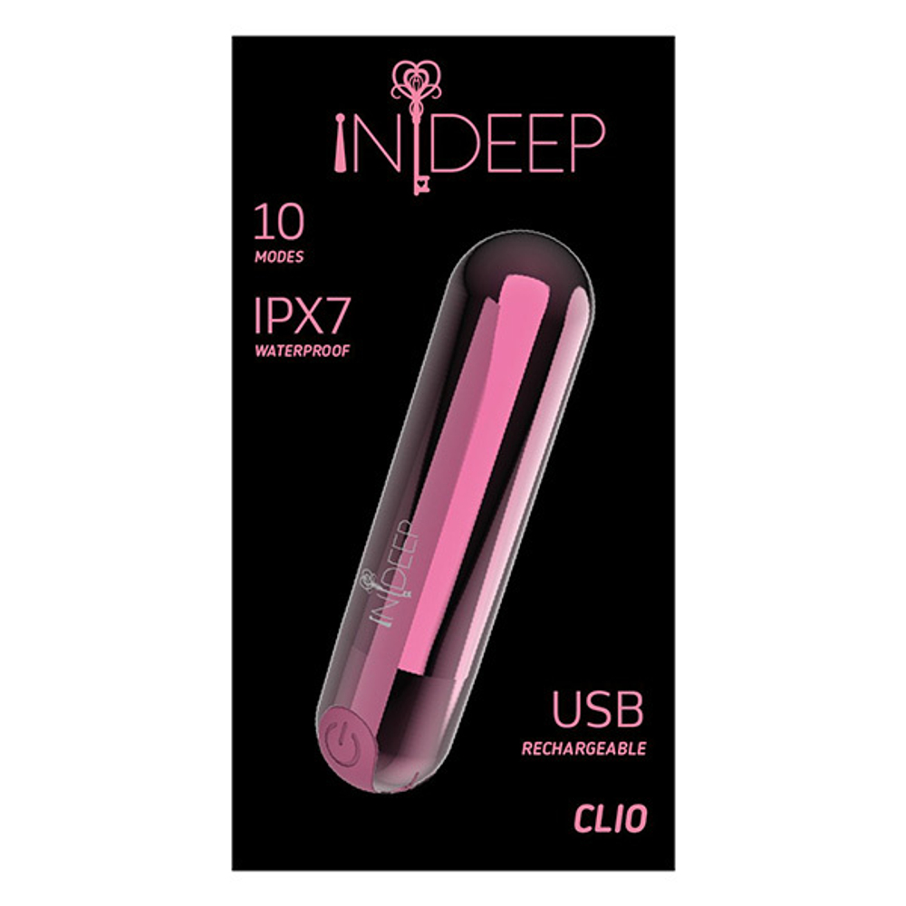 Малиновая перезаряжаемая вибропуля 7,6см Indeep Clio