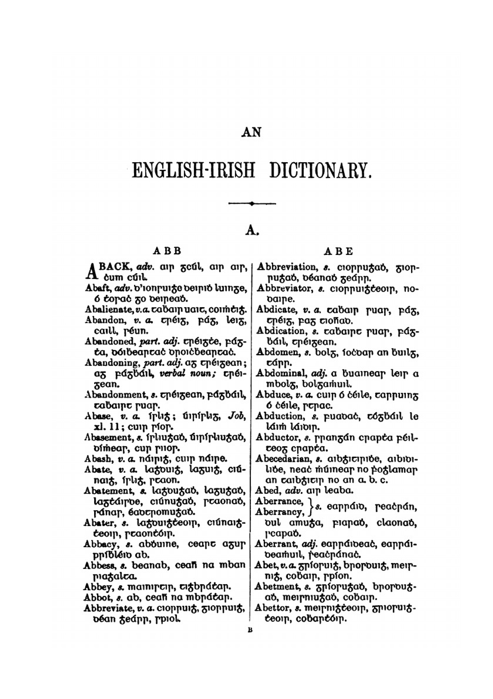An English-Irish Dictionary. Intended for the Use of Students of the Irish Language | Daniel Foley