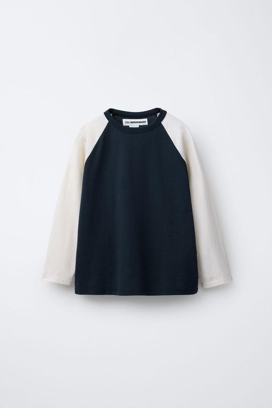 ZARA Х BENSIMON ® ЛОНГСЛИВ С ДЛИННЫМИ РУКАВАМИ, ТЕМНО-СИНИЙ