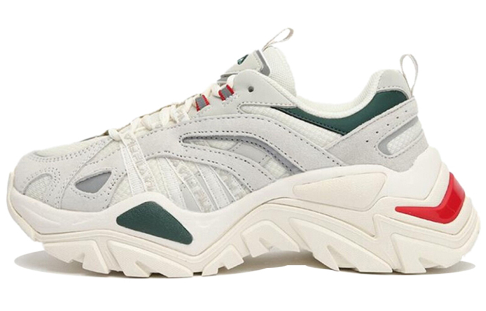 FILA Fila fishbone sofia comfortable and versatile shock absorption, non-slip, wear-resistant, breathable, low-cut daddy shoes for men and women with the same gray, red and green Korean version