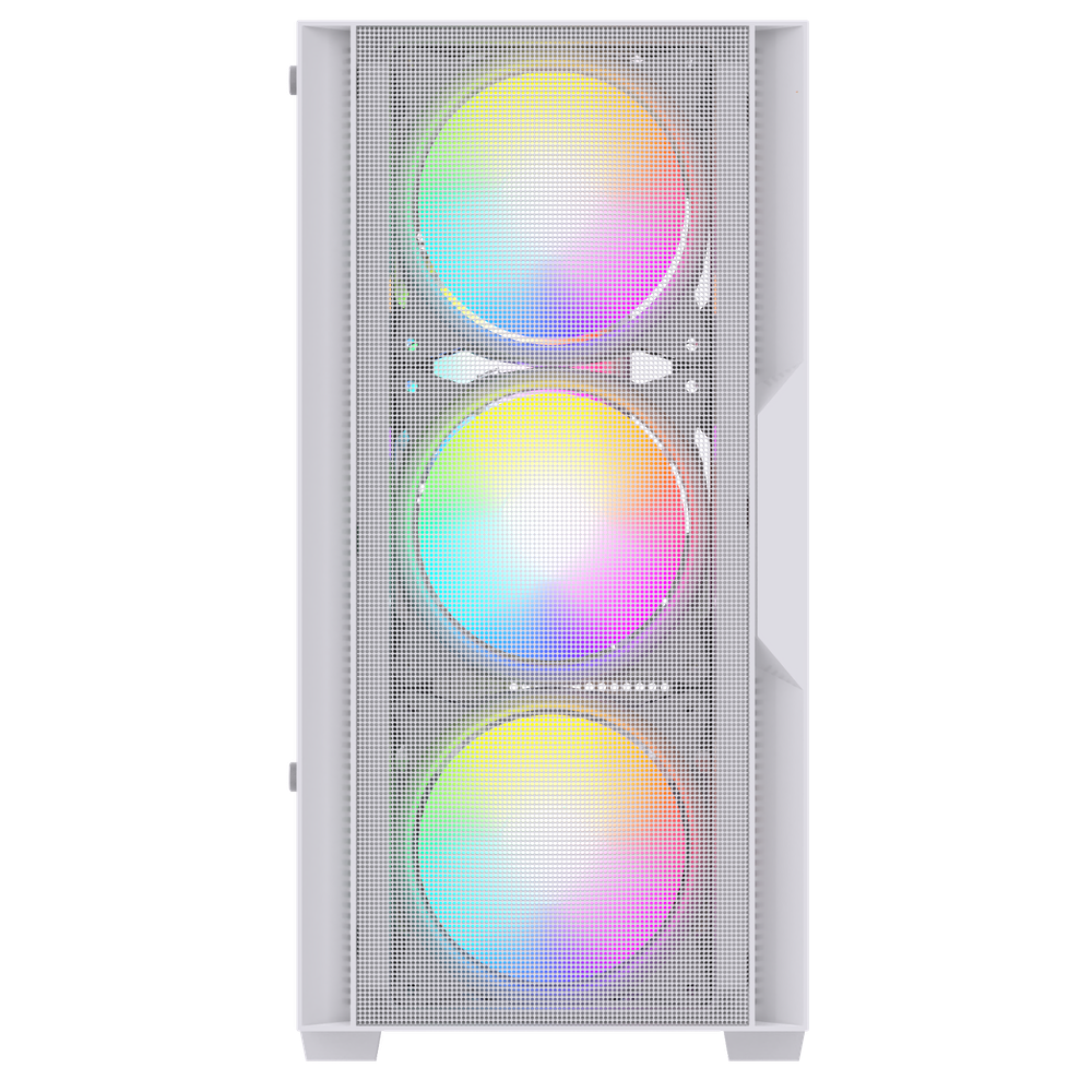 Корпус BaseTech eXtreme GFX-06, Без БП, mATX, белый, 4xFRGB FAN, 2xUSB2, 1xUSB3, бок: закалённое стекло (BT-GFX-06W-MESH-4F-RGB)