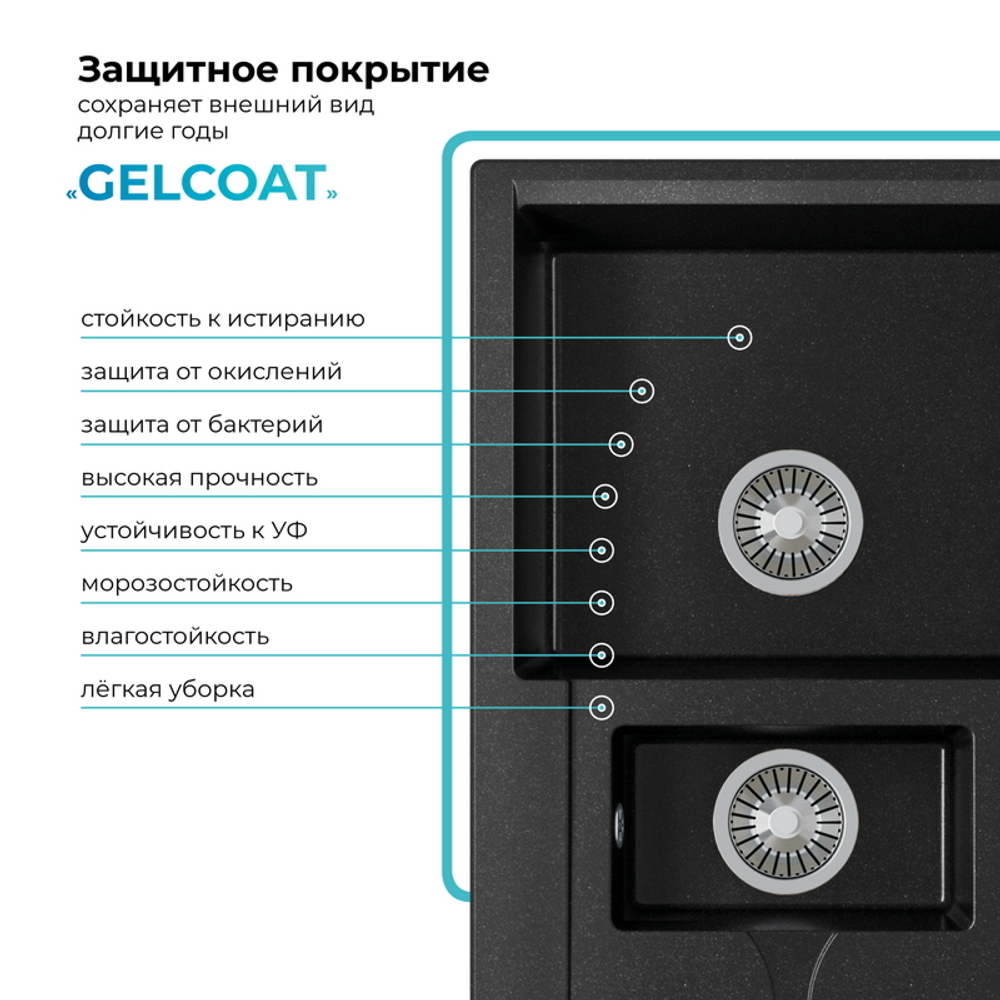 Мойка POLYGRAN BRIG-870 черный №16