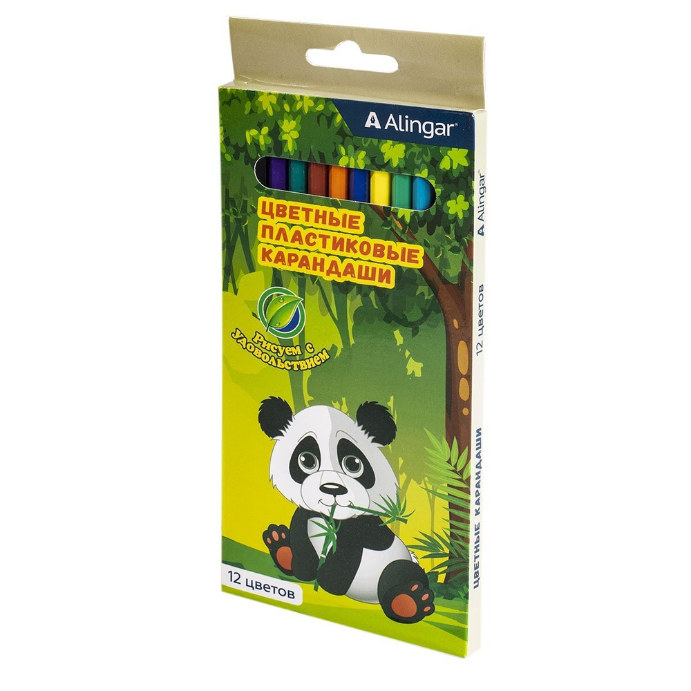 Карандаши цветные Alingar 12 цв., "Сказочный мир" пластиковые, шестигранные, заточенные, грифель 3.0 мм, картон. уп., европодвес