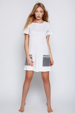 Хлопковая сорочка Lou в мелкий горох (Размер: L) (Цвет: белый с серым)