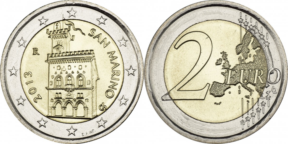 Сан-Марино 2 евро, 2008-2016 UNC