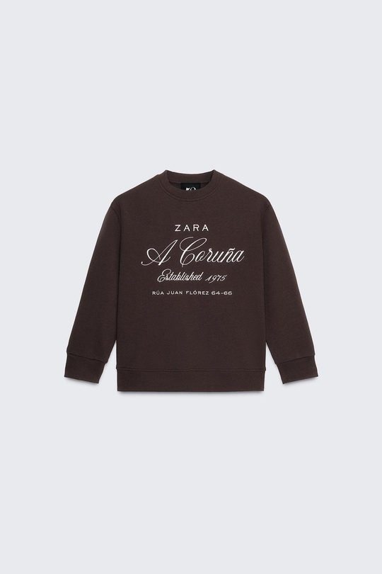 ZARA ТОЛСТОВКА С ВЫШИВКОЙ © 50TH ANNIVERSARY, КОРИЧНЕВЫЙ