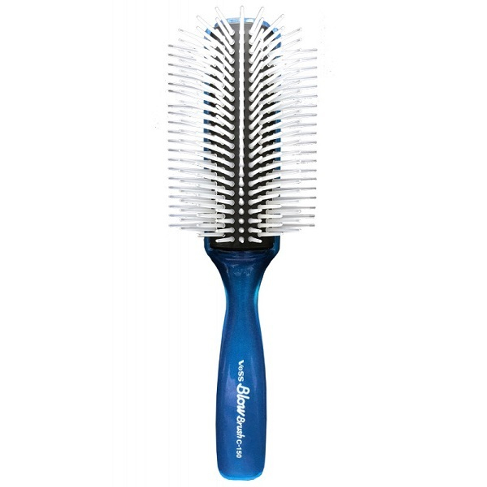 Щетка для укладки 9 рядов с синей ручкой Vess Blow Brush Blue С-150