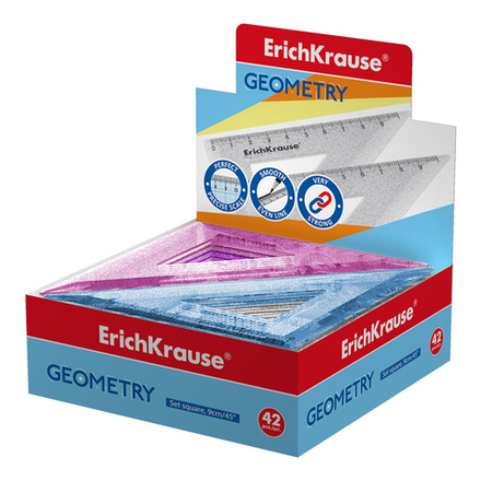 Угольник пласт. 9см 45гр. Glitter , ассорти, дисплей