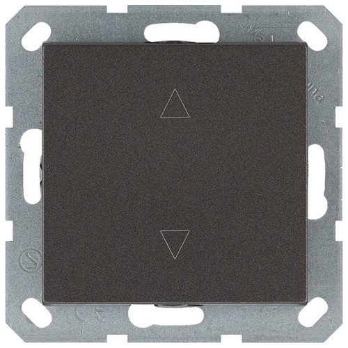 Выключатель одноклавишный для штор 10A 250V~ с накладкой, цвет Мокко