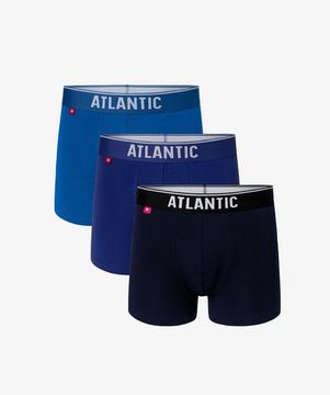 Трусы мужские боксеры (3шт), Atlantic 3MH-045, бирюзовые + голубые + темно-синие