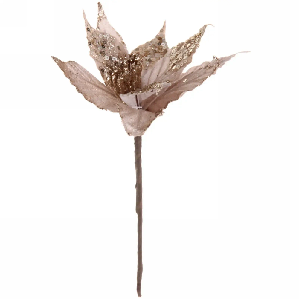 Украшение новогоднее «Пуансеттия-Блеск» 19 см, Шампань