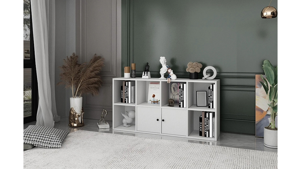 Стеллаж-комод Билли Айден Белый Фасадный 0101 128*30*65 см, Белый   Фиеста