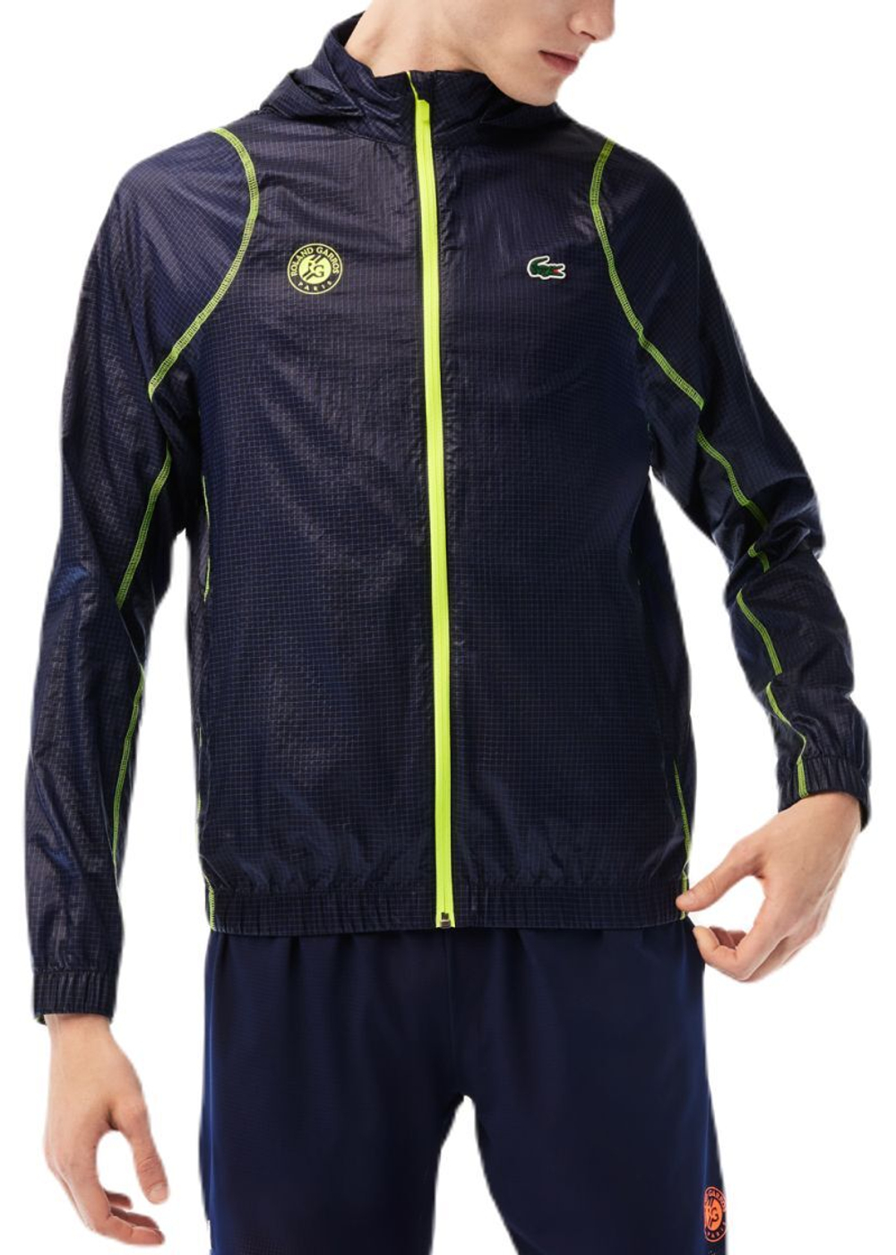 Мужская теннисная кофта Lacoste SPORT Roland Garros Edition After-Match Jacket - navy blue/yellow