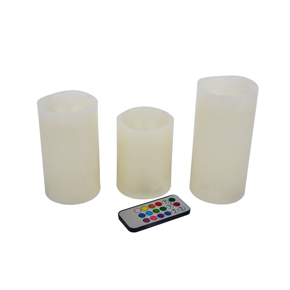 ULD-F052 RGB RC CANDLE SET3 Фигура светодиодная Свеча на батарейках 2АА не в-к. в составе набора из 3 штук. 1 светодиод. RGB свет. Пульт ДУ в-к. TM Uniel