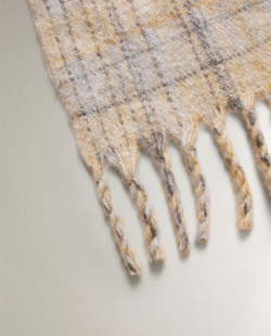 Zara Home плед из полиамида, серый, в клетку, 140x190 см