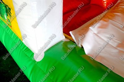 Надувной батут "Слоник в джунглях с двумя лестницами и широким скатом" 6*5*5.5 м