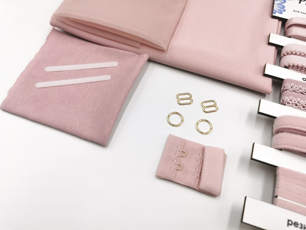 Набор база №5. Микрофибра и резинки, лотос (пыльно-розовый)